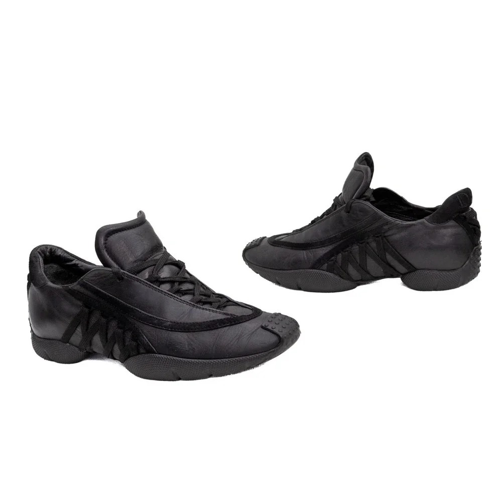 Christian Dior Galliano Era Black Leather‎ Derby Cross Laced Trainers Size US 5